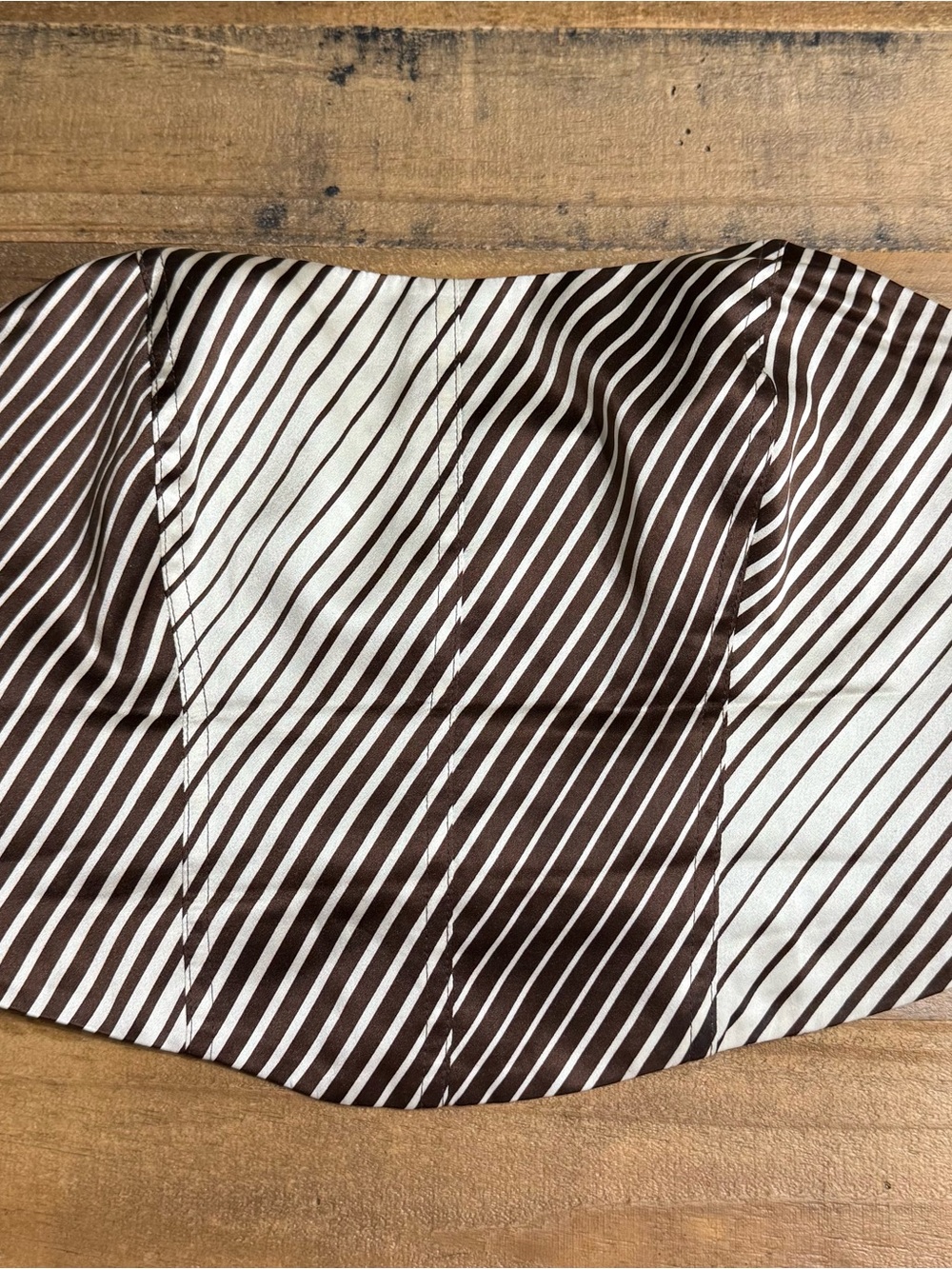 Reformation Maia Brown and Ivory Striped Silk Bustier Corset Top